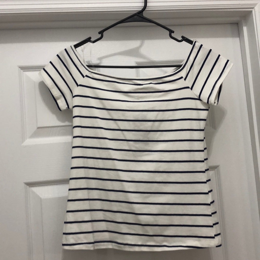 Ivory and Navy striped top